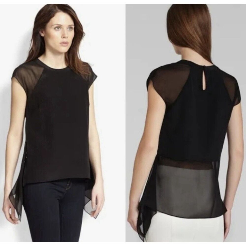 NWT BCBGMAXAZRIA "Sammie" Sleeveless‎ Asymmetrical Silk Blouse Size Medium NWT